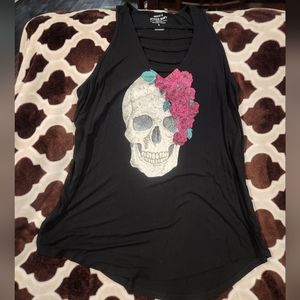 Torrid Skull Crackle Accent Strap Front Tank Tunic Size 1 Super Soft Knits